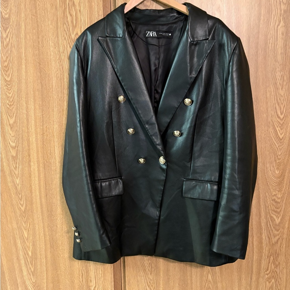 Zara Black Blazer Leather Jacket